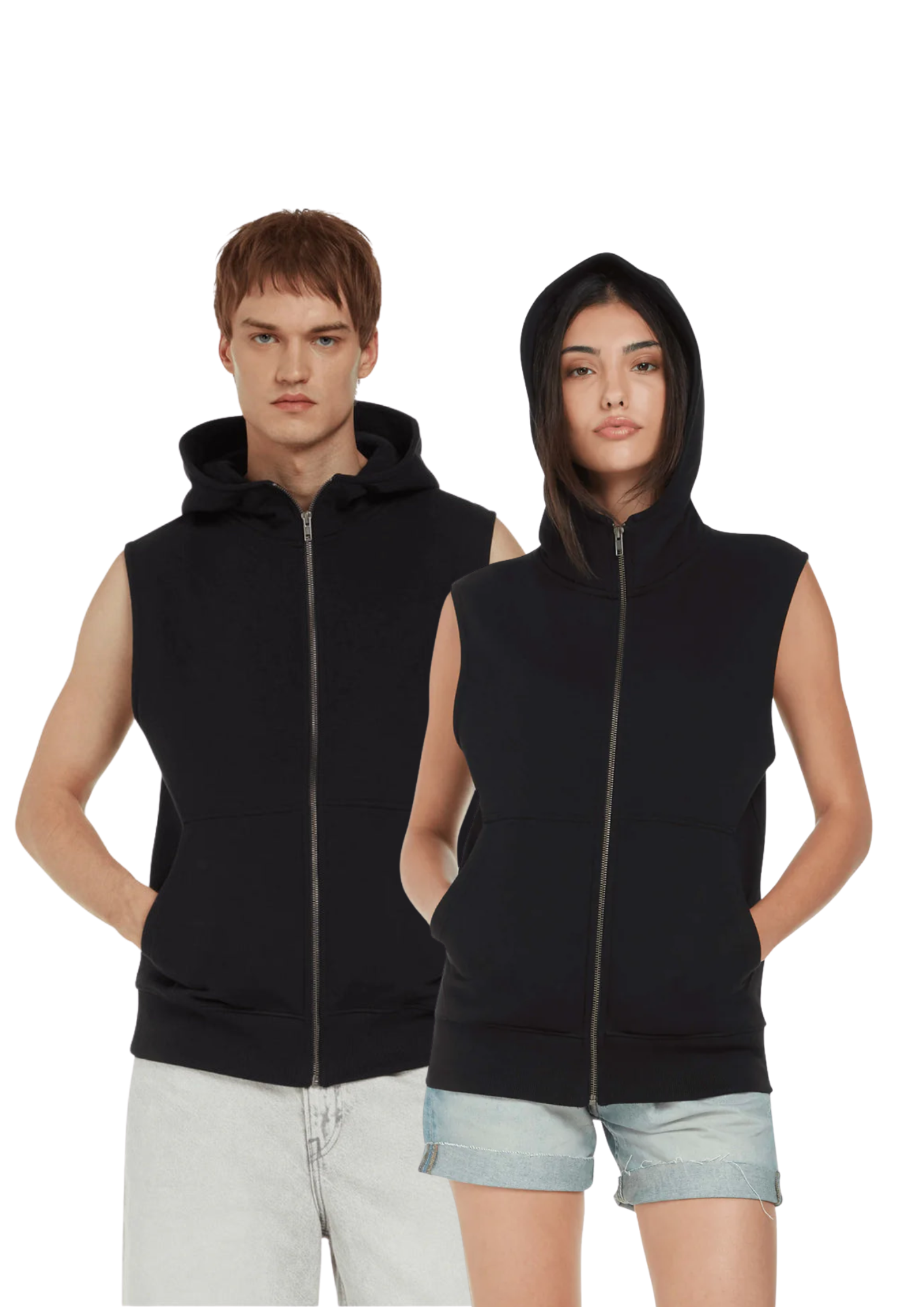 Sleeveless organic hoodie
