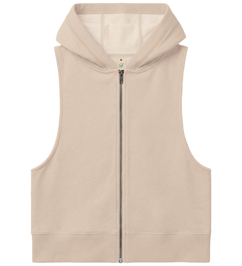 Ekologisk ärmlös zip-up damhoodie