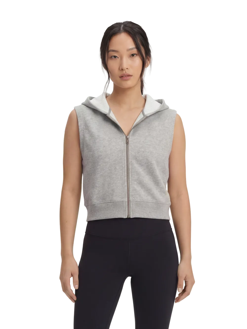 Women’s organic sleeveless zip-up hoodie