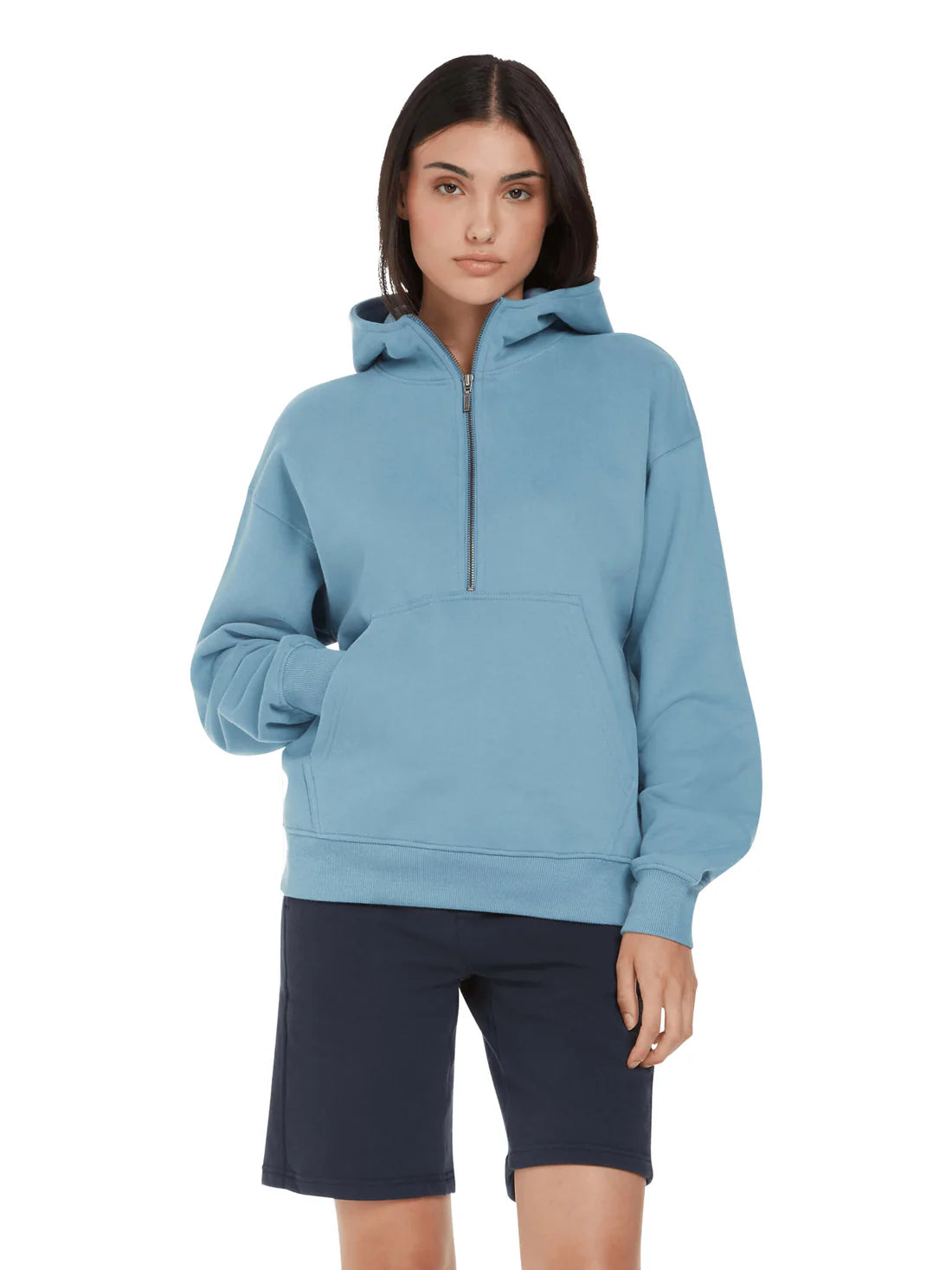Ekologisk damhoodie med halv dragkedja