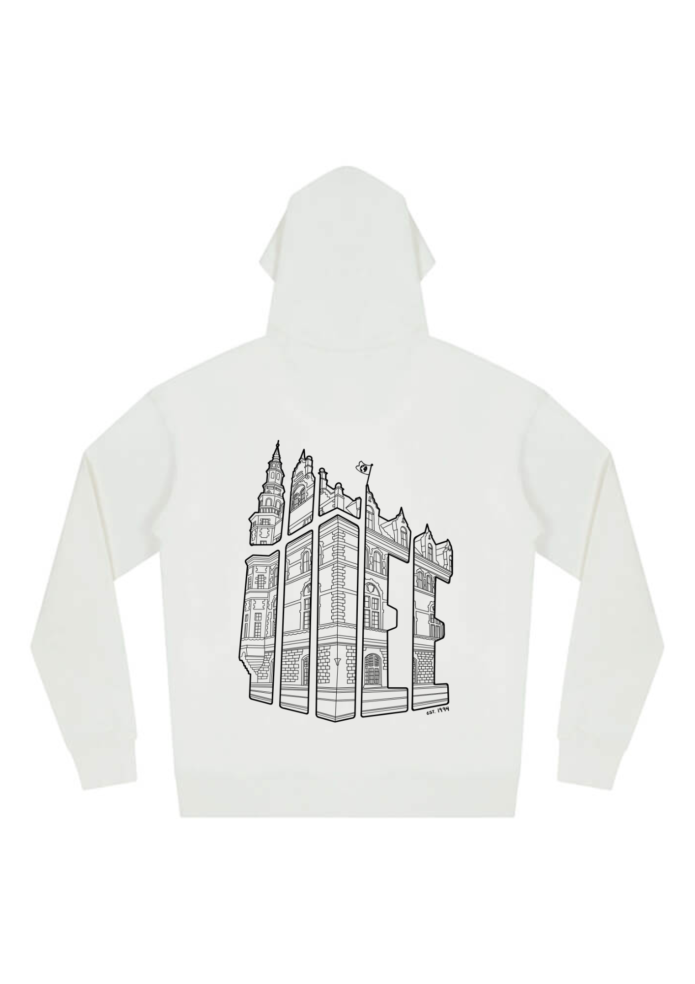 iiiee faded white hoodie