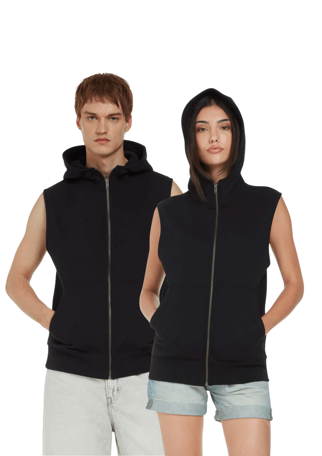 Sleeveless organic hoodie