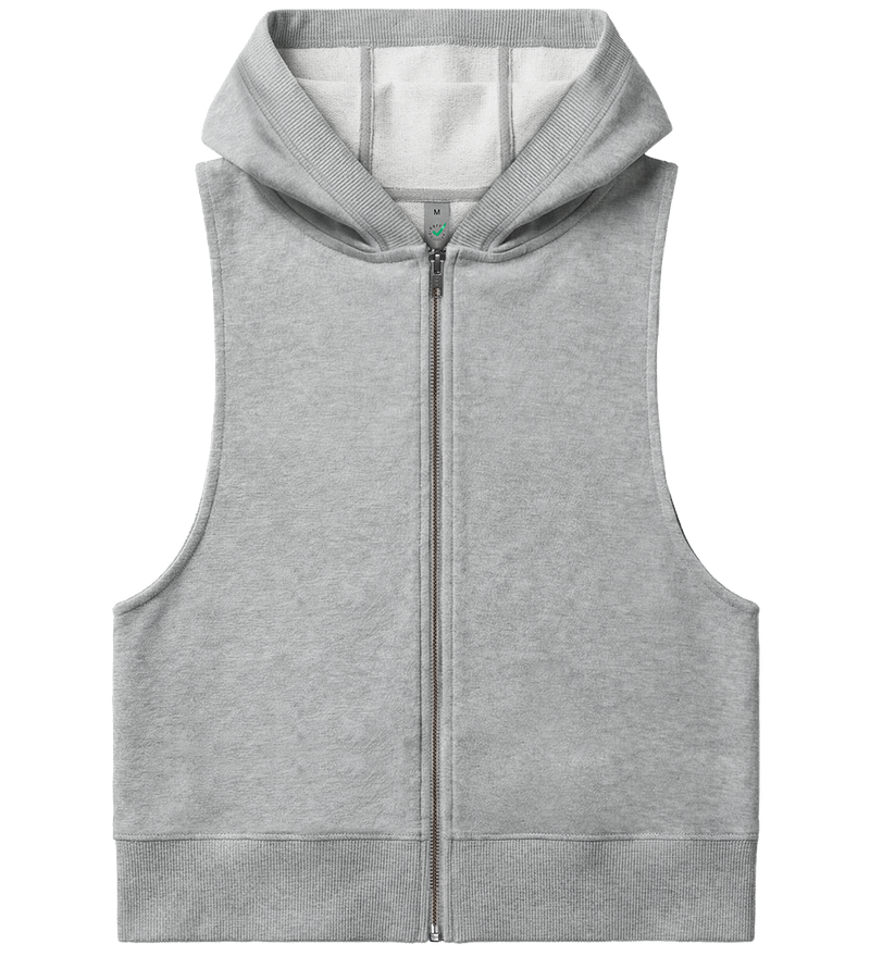 Ekologisk ärmlös zip-up damhoodie