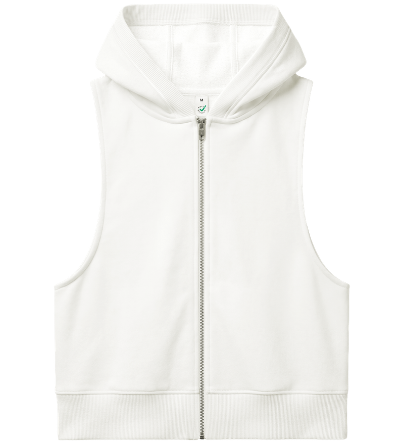 Ekologisk ärmlös zip-up damhoodie