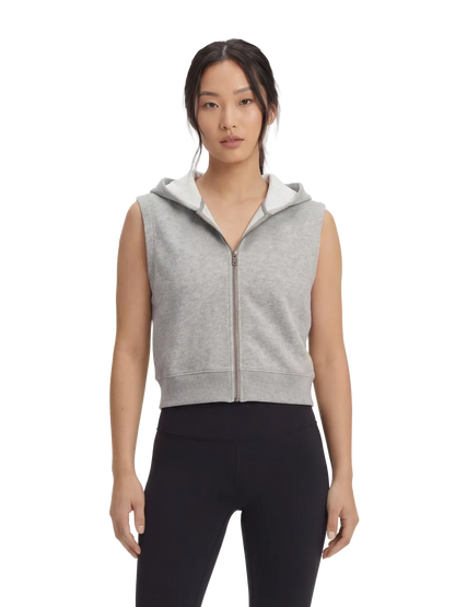 Ekologisk ärmlös zip-up damhoodie