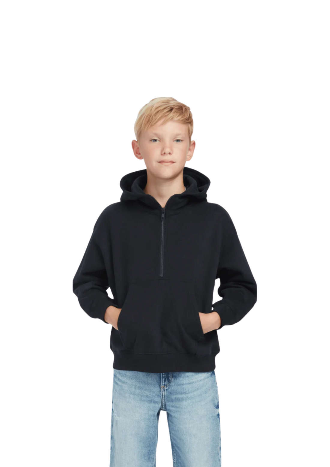 Kids half-zip organic hoodie