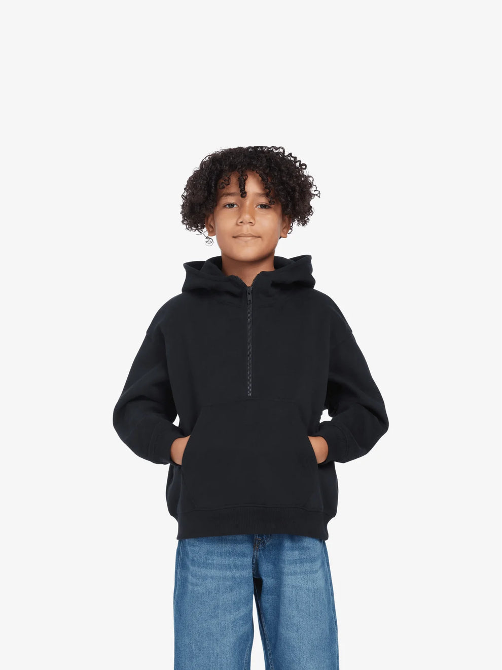 Kids half-zip organic hoodie