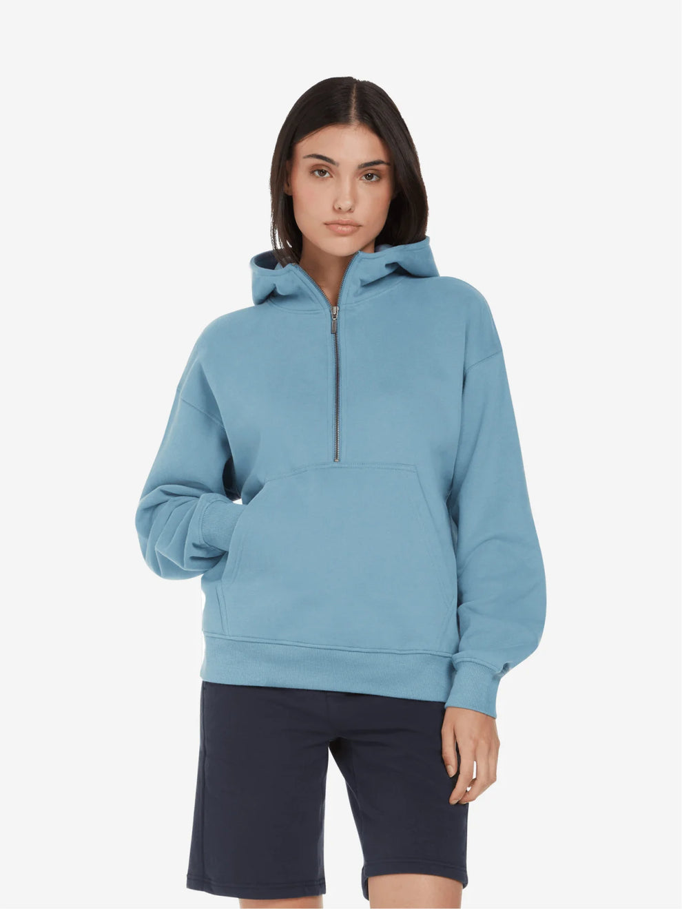 Women’s half-zip organic hoodie
