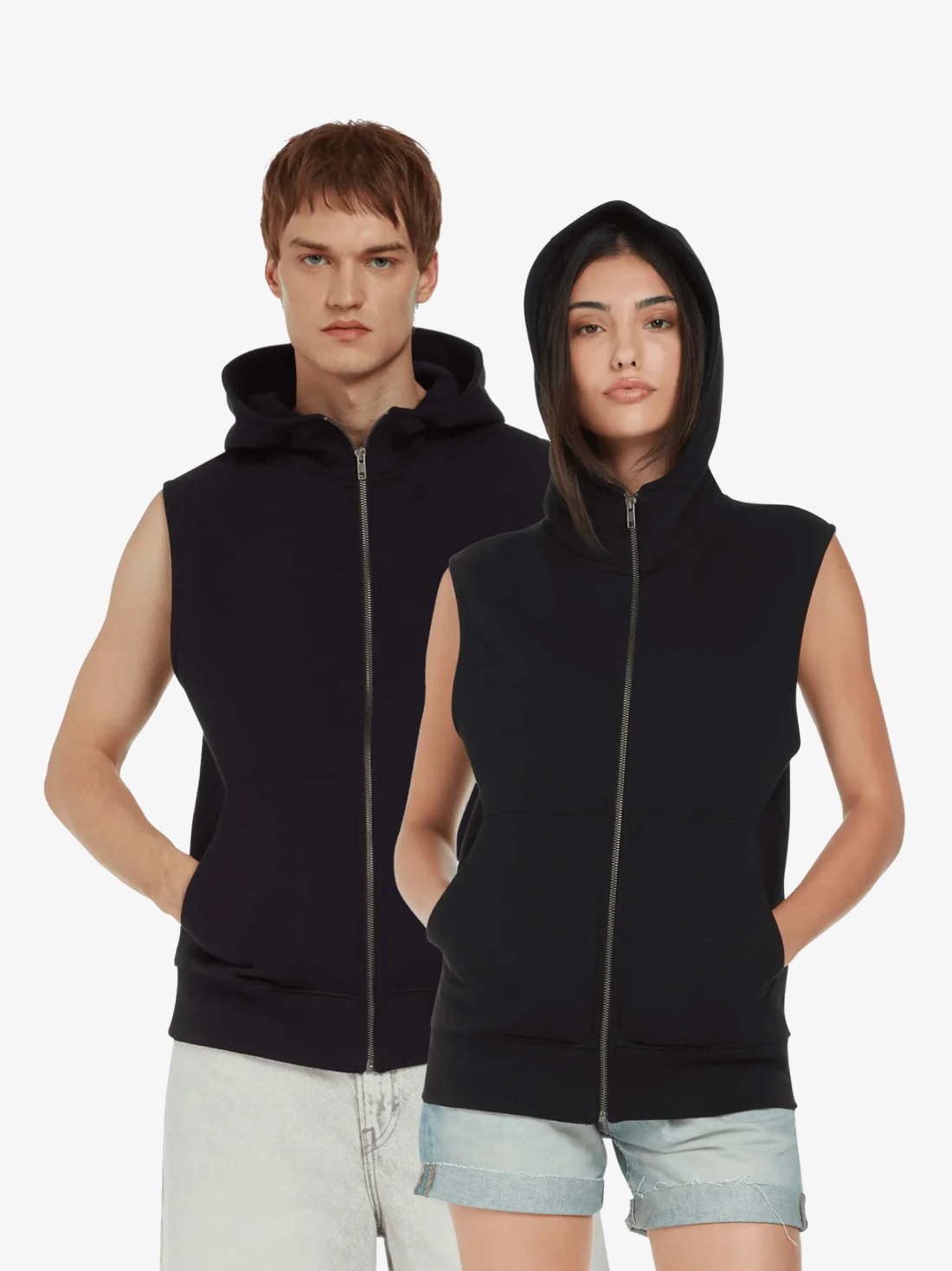 Sleeveless organic hoodie