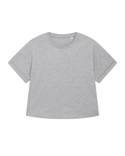 Oversized Ekologisk T-Shirt för Dam med Upprullade Ärmar