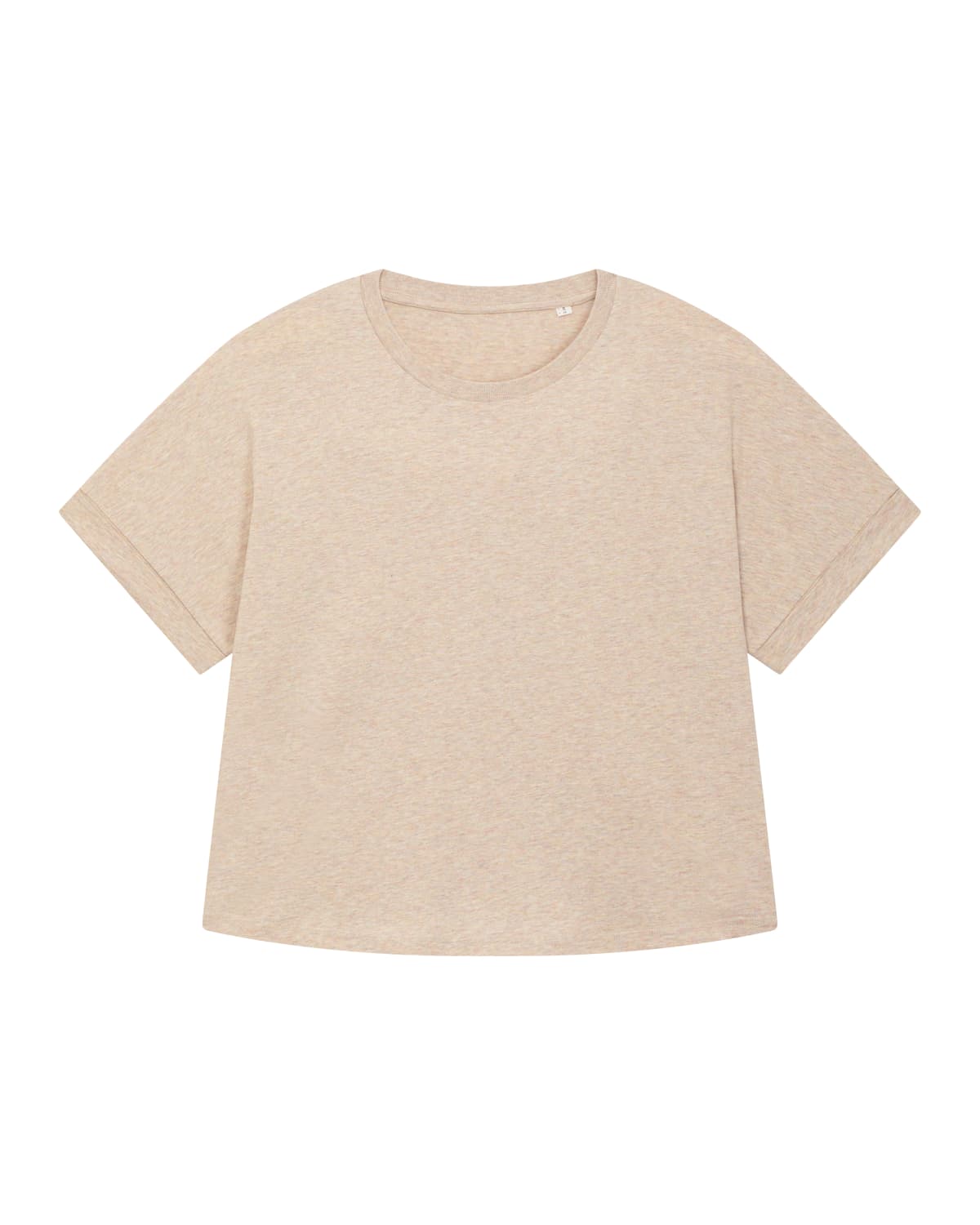 Oversized Ekologisk T-Shirt för Dam med Upprullade Ärmar