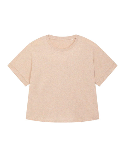 Oversized Ekologisk T-Shirt för Dam med Upprullade Ärmar
