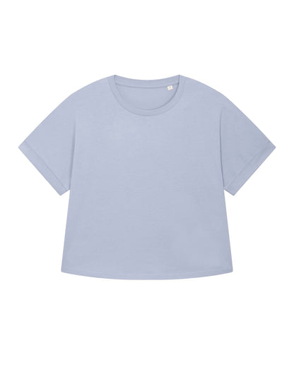 Oversized Ekologisk T-Shirt för Dam med Upprullade Ärmar