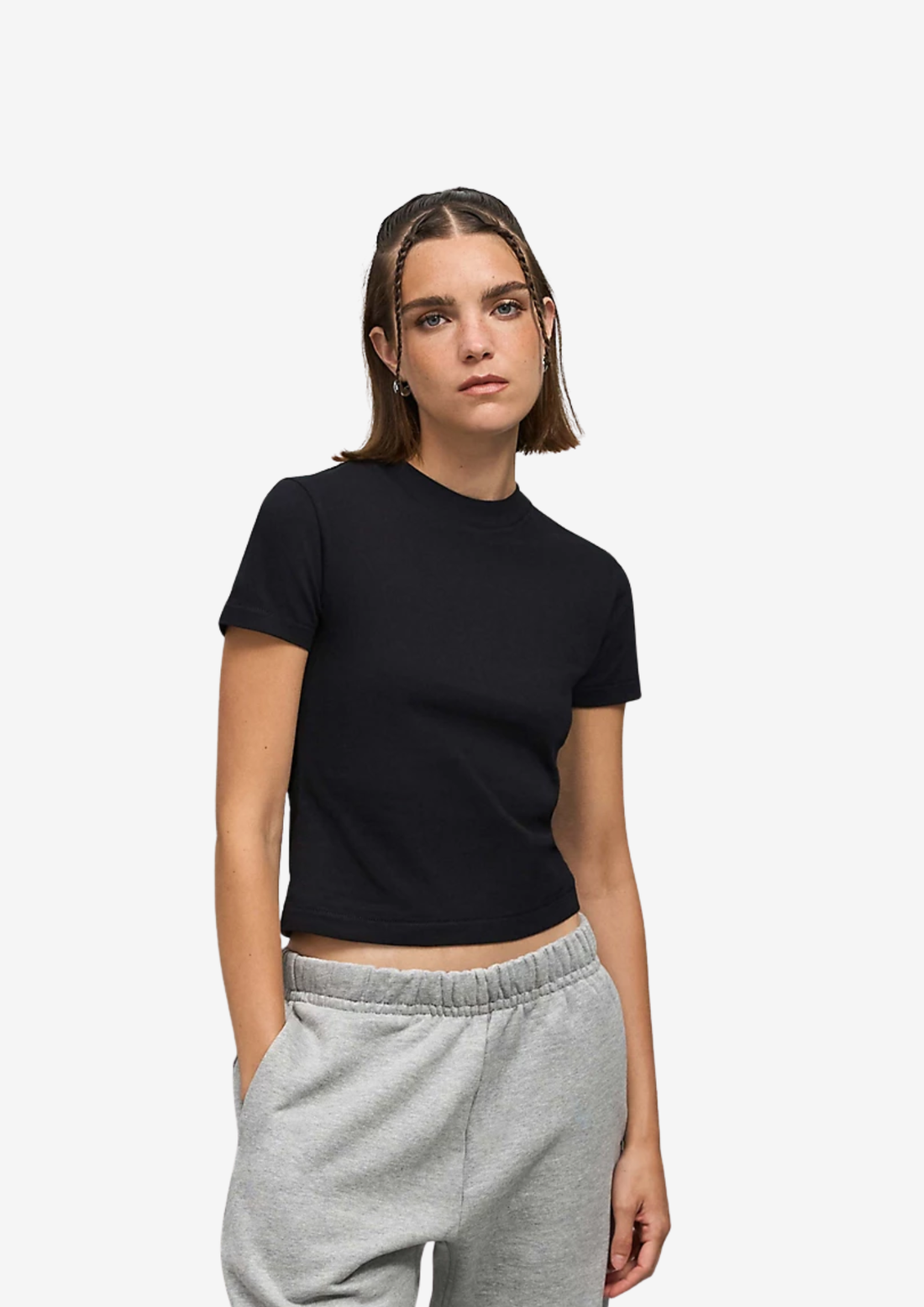 Croppad ekologisk dam t-shirt