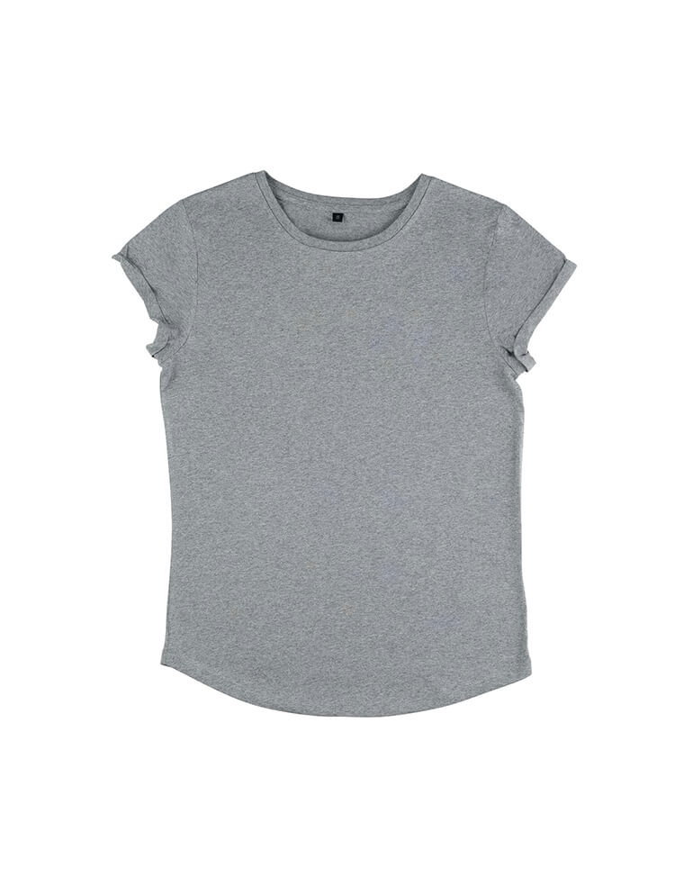 T-shirt med rullad ärm för kvinnor